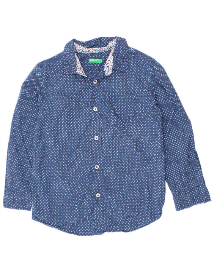 Maglia Benetton Bambino 4-5 Anni XS Cotone Maculato Blu