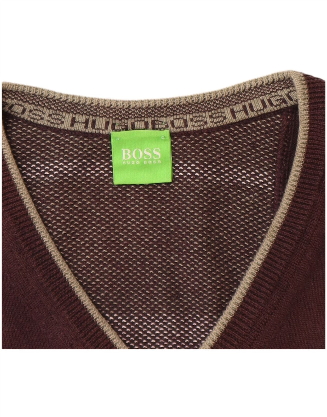 Maglione da uomo HUGO BOSS con scollo a V piccolo in cotone marrone