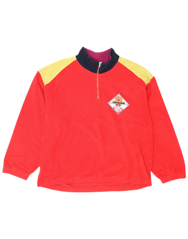 Maglione in pile da uomo Trussardi con zip e collo XL rosso Colourblock Sports