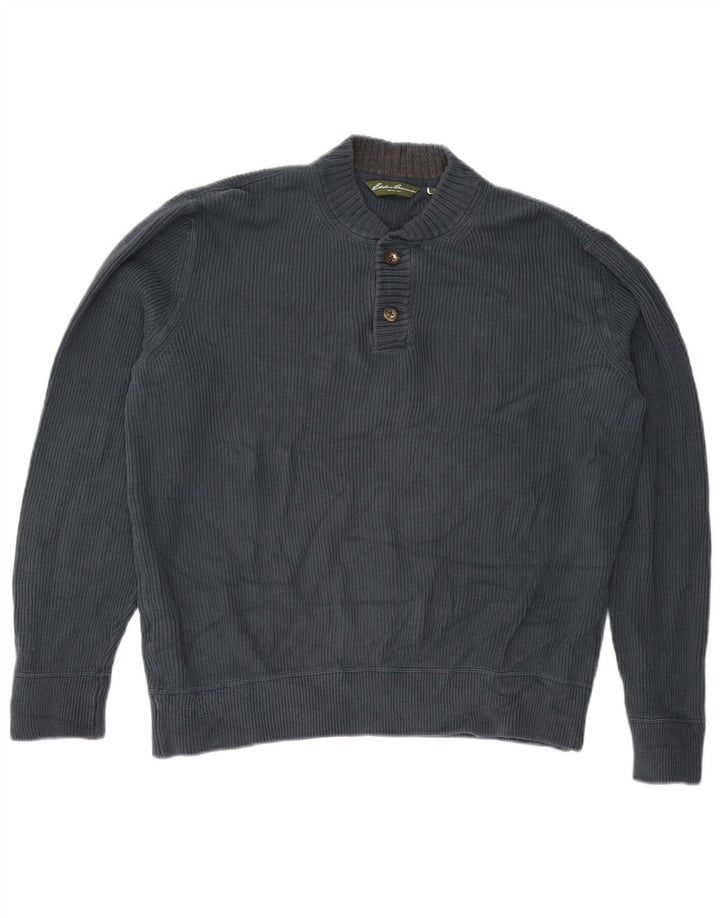 EDDIE BAUER Maglione girocollo da uomo grande in cotone blu navy