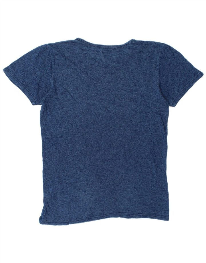 T-shirt grafica da uomo Rifle Top medio blu navy chiazzato