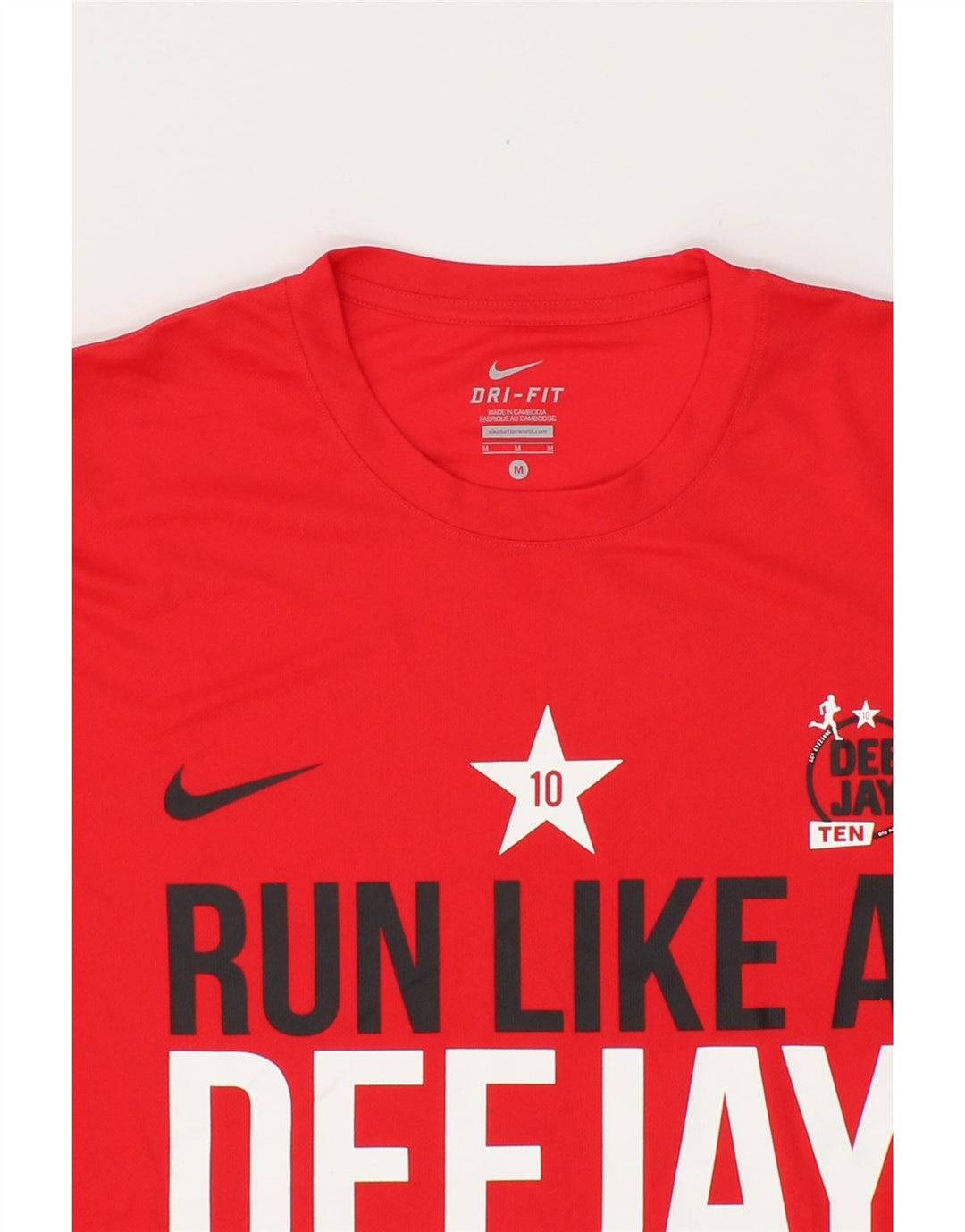 NIKE Mens Dri Fit Graphic T-Shirt Top Medium Red Vintage Nike and Second-Hand Nike from Messina Hembry 