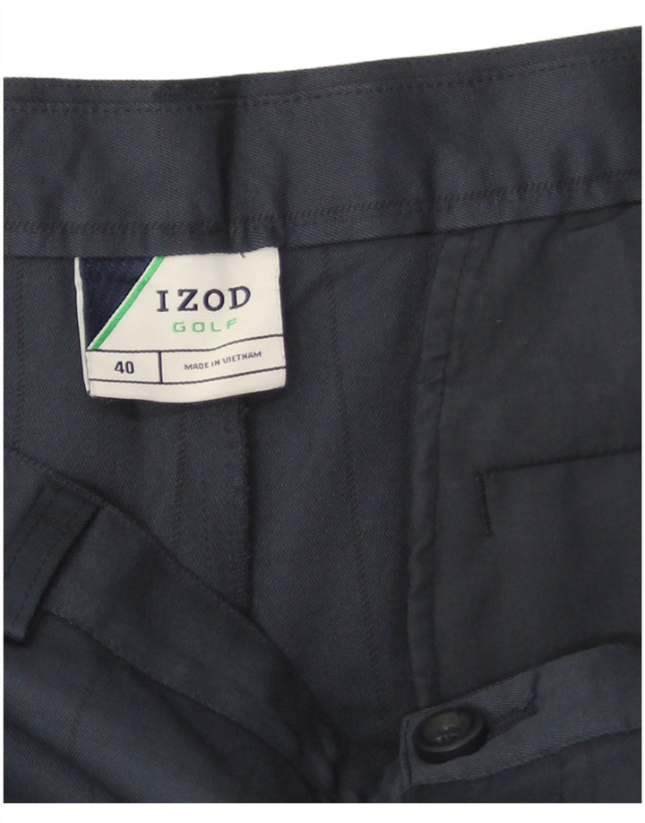 Pantaloncini chino da golf da uomo Izod W40 XL poliestere a quadri blu navy
