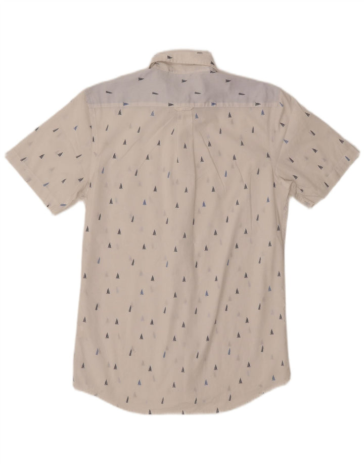 Camicia a maniche corte da uomo con motivo astratto IZOD piccola in cotone bianco