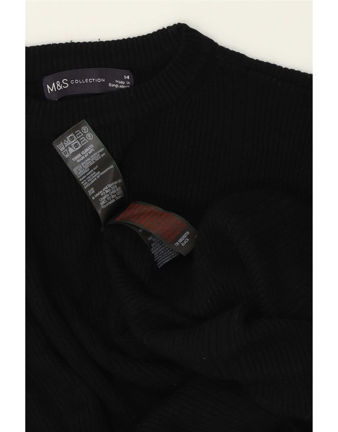 Maglione maglione girocollo da donna Marks & Spencer UK 14 grande viscosa nera