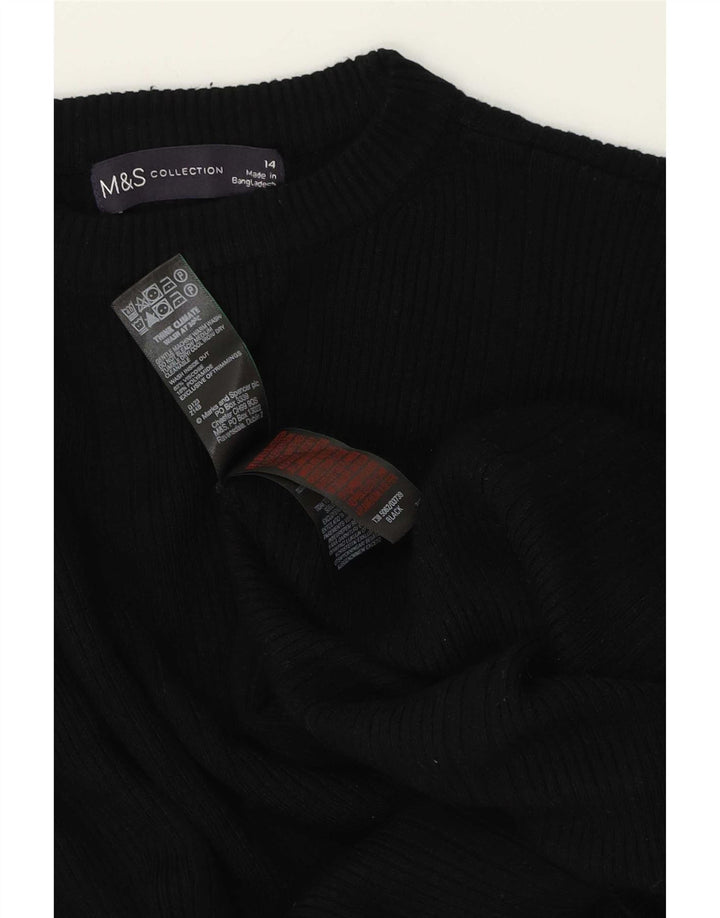 Maglione maglione girocollo da donna Marks & Spencer UK 14 grande viscosa nera