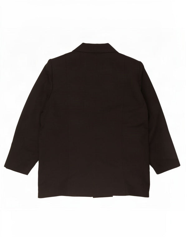 Giacca blazer vintage da donna a 2 bottoni con maniche a 3/4 IT 46 grande in viscosa nera