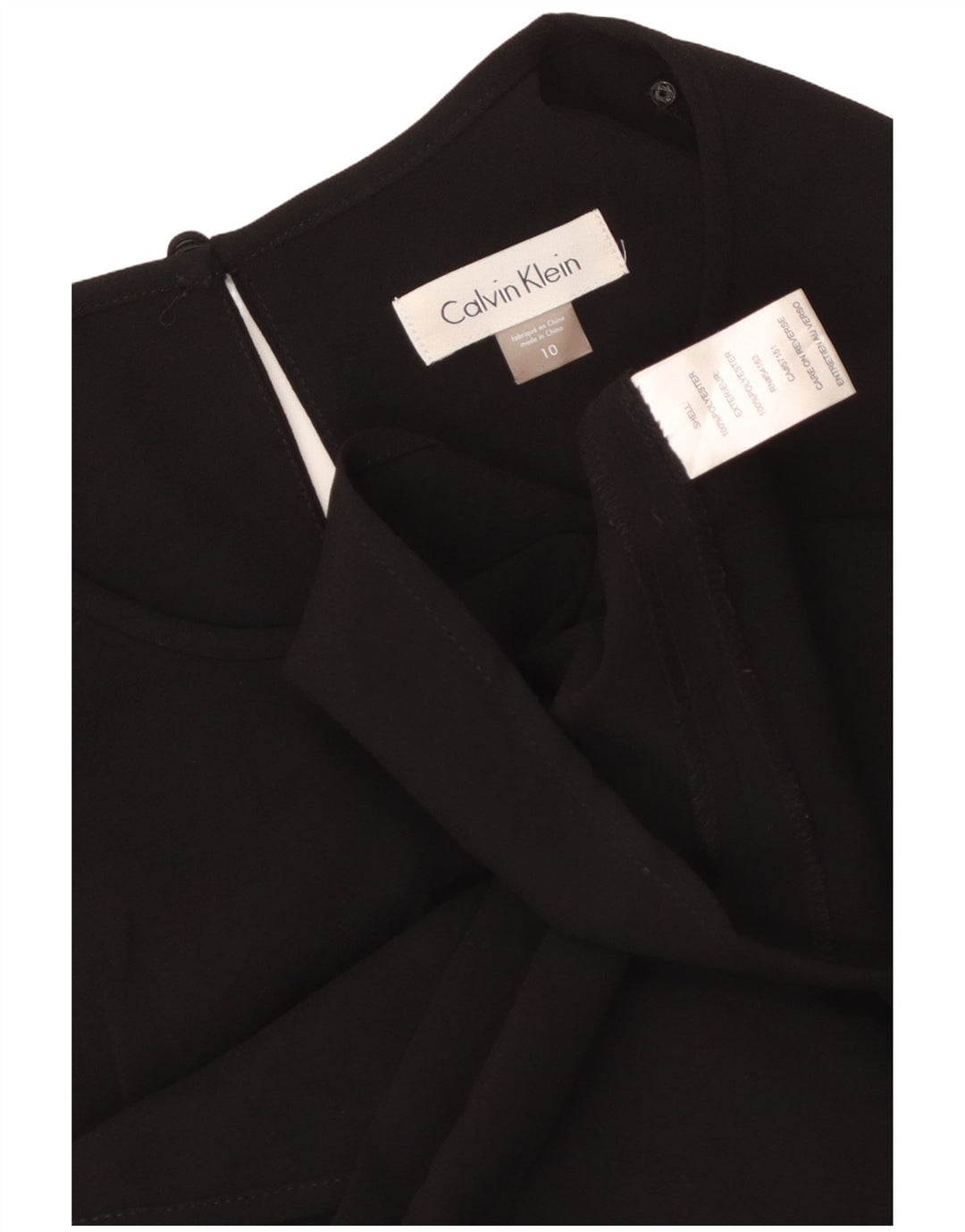 CALVIN KLEIN Abito da donna senza maniche a trapezio US 10 Large Nero Poliestere