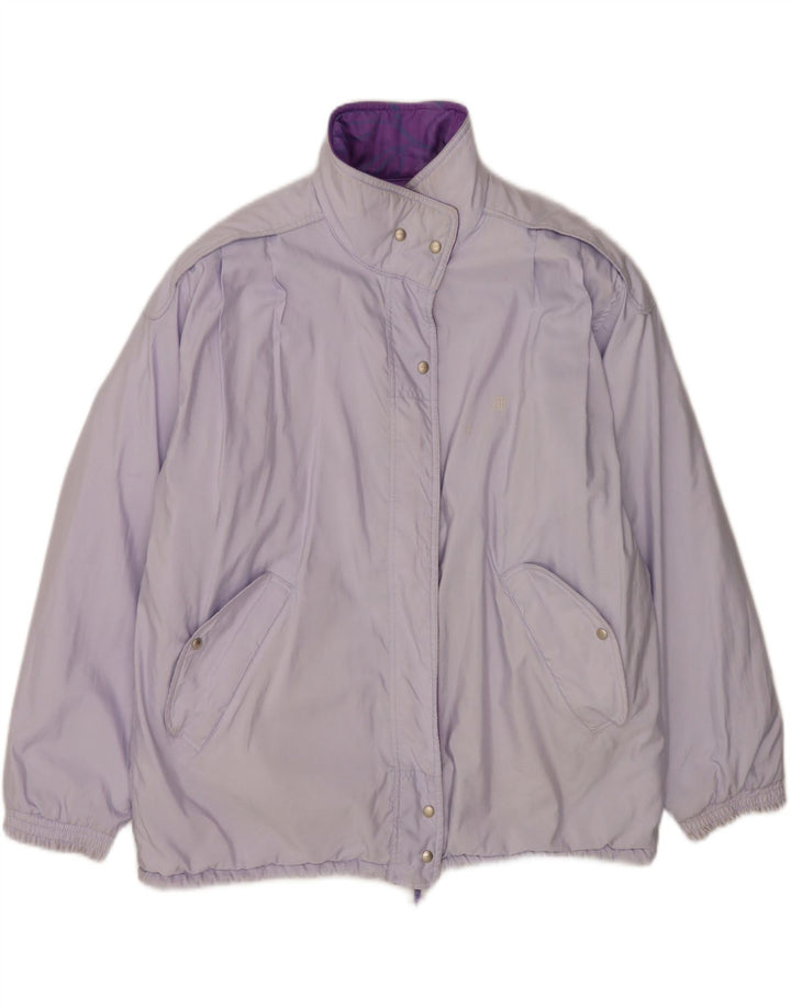 Giacca reversibile oversize da donna Belfe UK 14 grande viola floreale