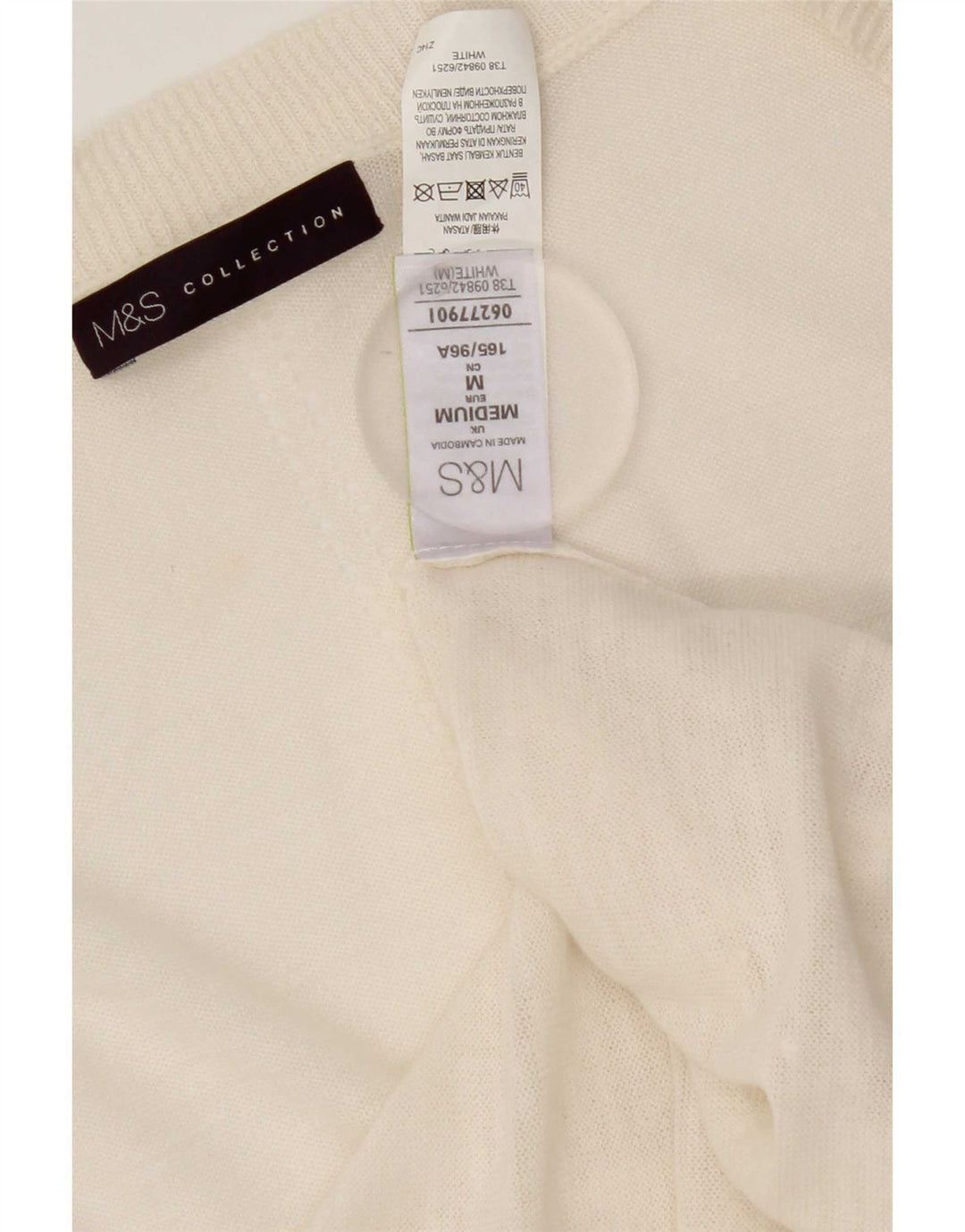 Maglione cardigan aperto lungo da donna Marks & Spencer UK 14 medio bianco