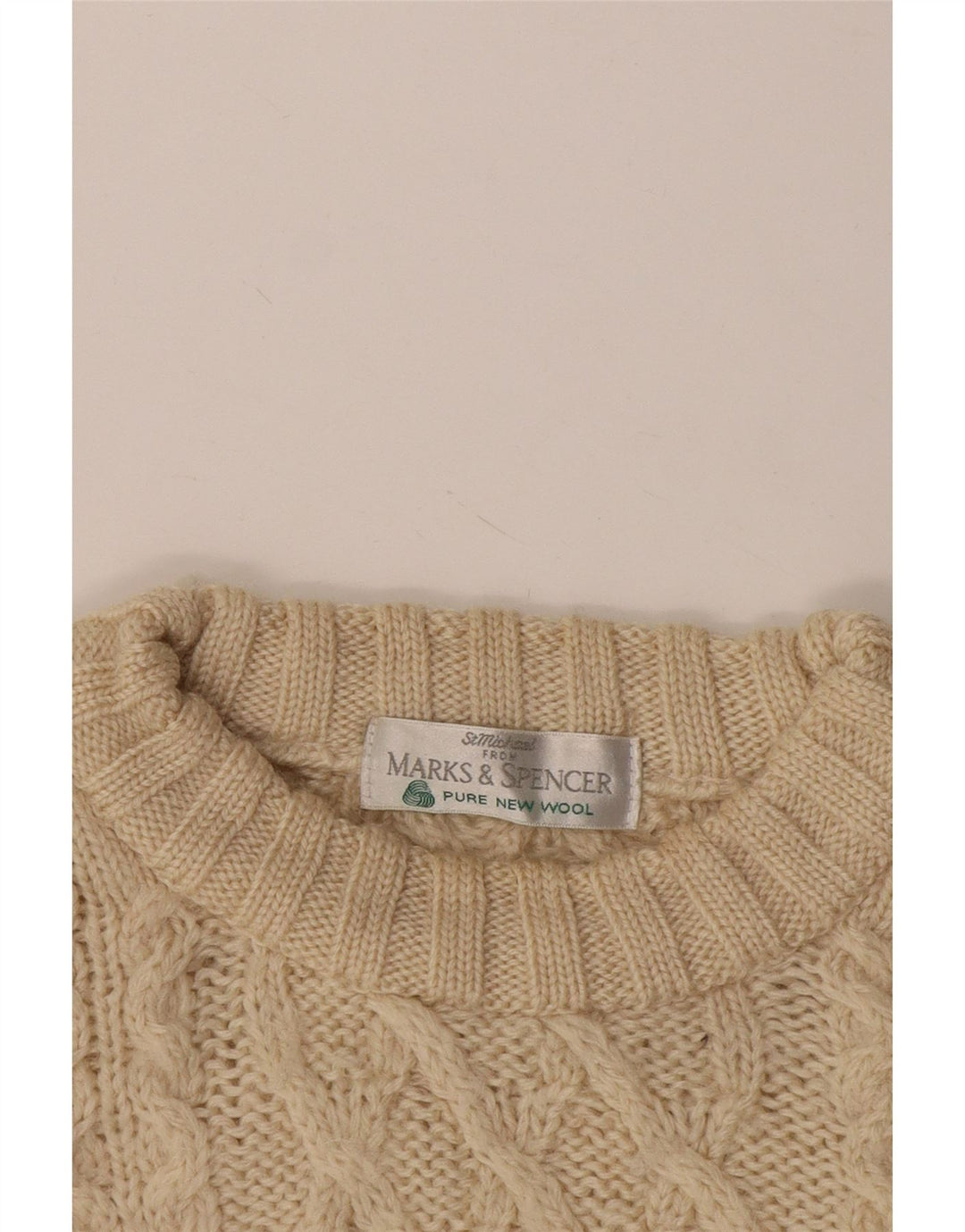 Maglione maglione girocollo da uomo Marks & Spencer 2XL lana beige