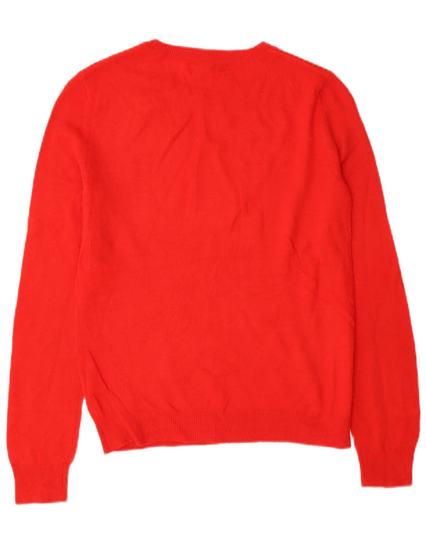 Maglione maglione girocollo da donna Marks & Spencer UK 10 piccolo acrilico rosso