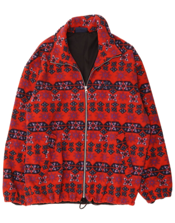 Giacca in pile da uomo Asics UK 40 Large Rosso geometrico in poliestere