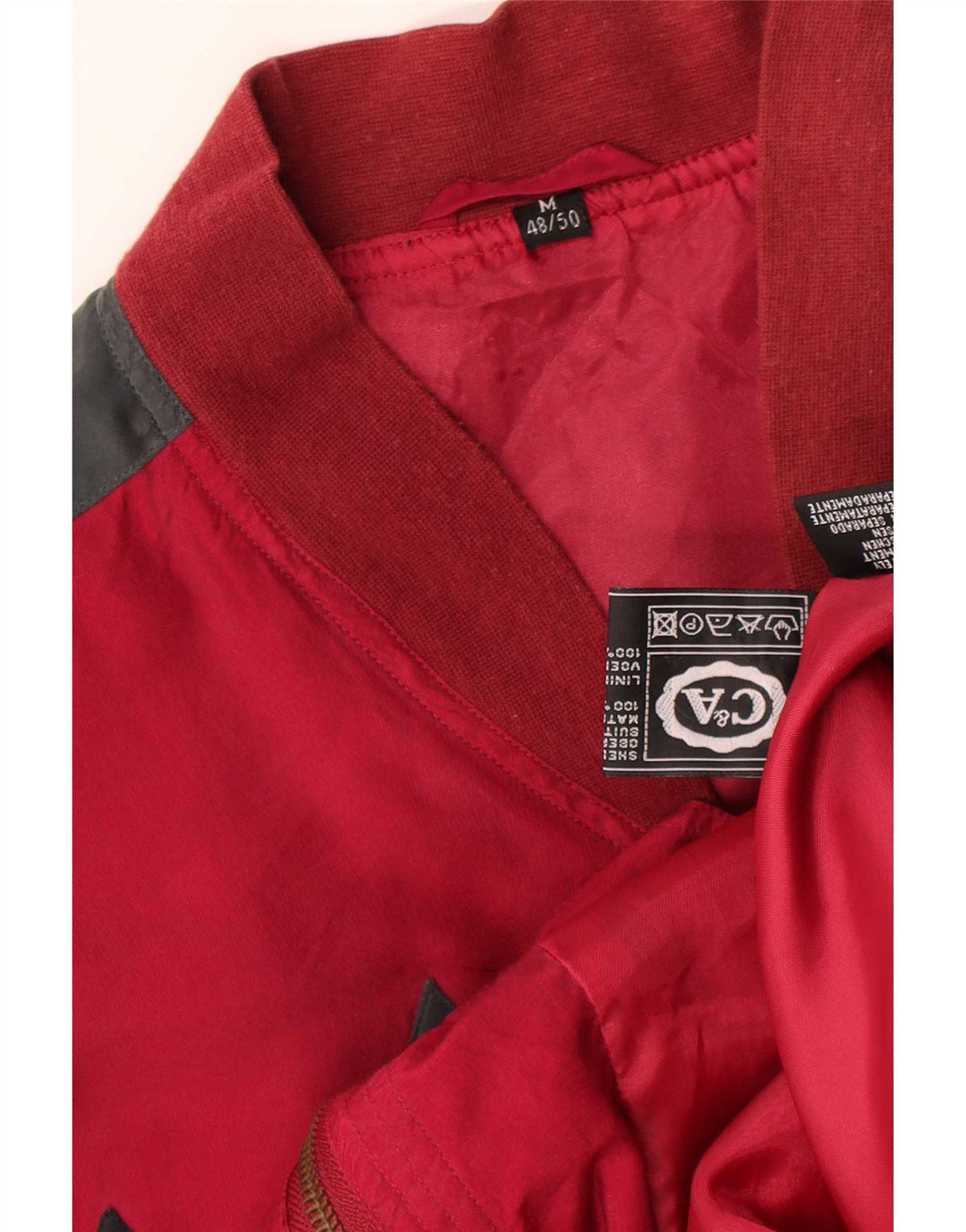 Giubbotto bomber da uomo vestibilità ampia C&A EU 48/50 rosso medio a rombi/seta diamante