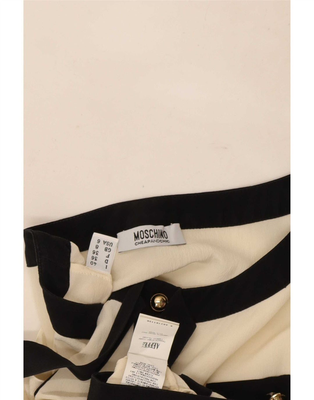 Moschino Donna Camicetta Corta Senza Maniche Top UK 8 Piccola Seta Bianca