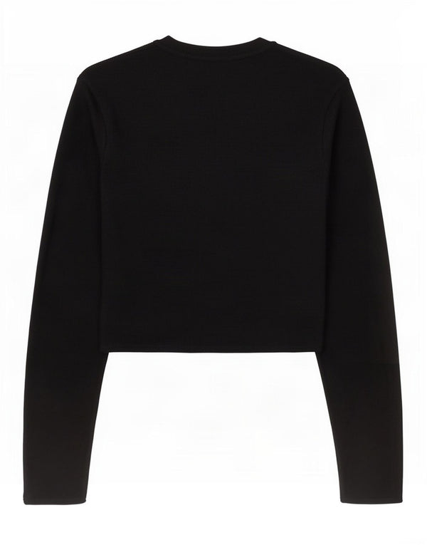 Top corto da donna Zara a maniche lunghe UK 8 piccolo in viscosa nera