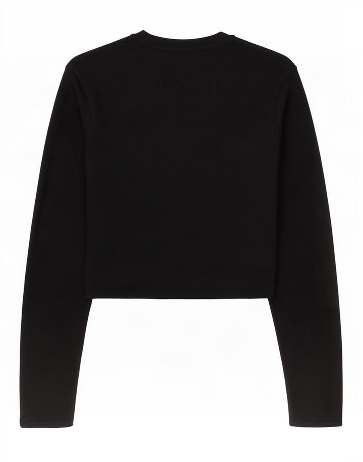 Top corto da donna Zara a maniche lunghe UK 8 piccolo in viscosa nera