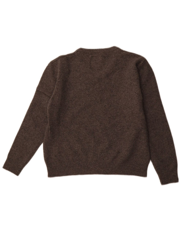 JACK WILLS Maglione da donna con scollo a V UK 18 XL Lana merino grigia