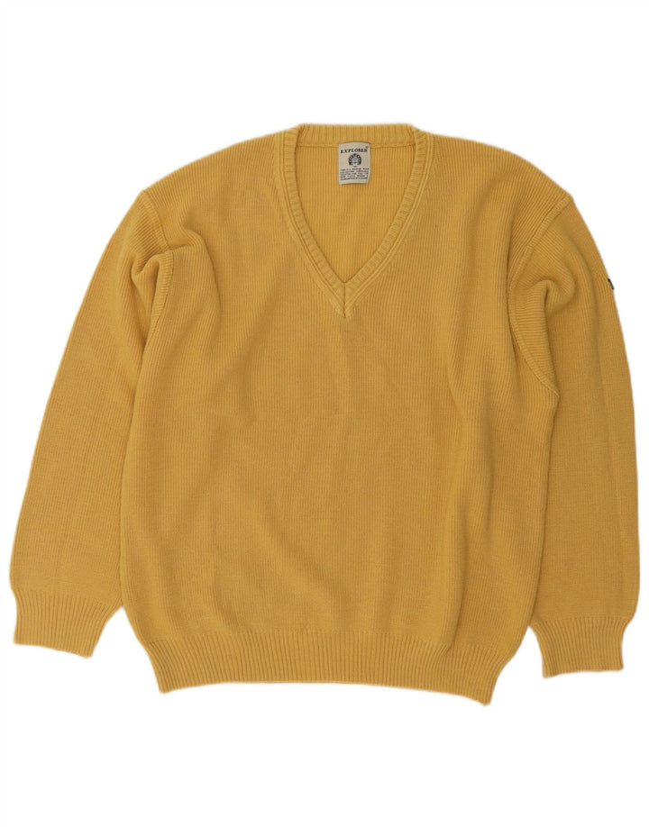Maglione da uomo con scollo a V Explorer IT 50 Lana giallo medio
