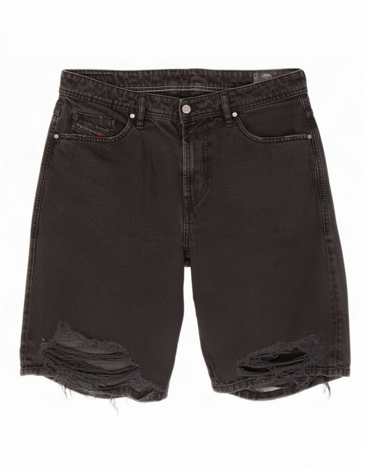 Pantaloncini di jeans invecchiati da uomo Diesel medi W33 cotone nero