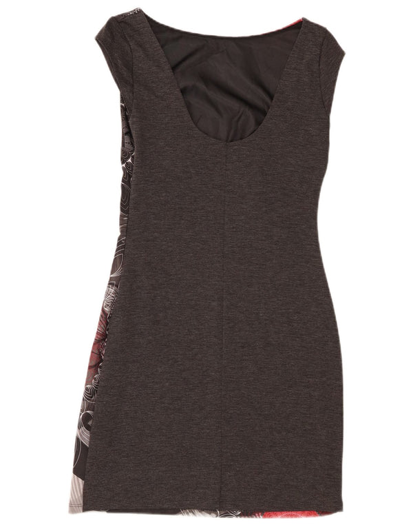 Desigual Abito tubino da donna UK 10 Piccolo poliestere floreale grigio