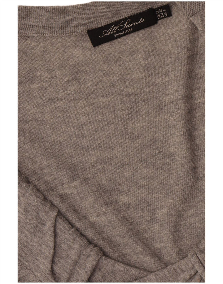 Abito maglione a maniche lunghe da donna All Saints UK 12 Lana grigio medio