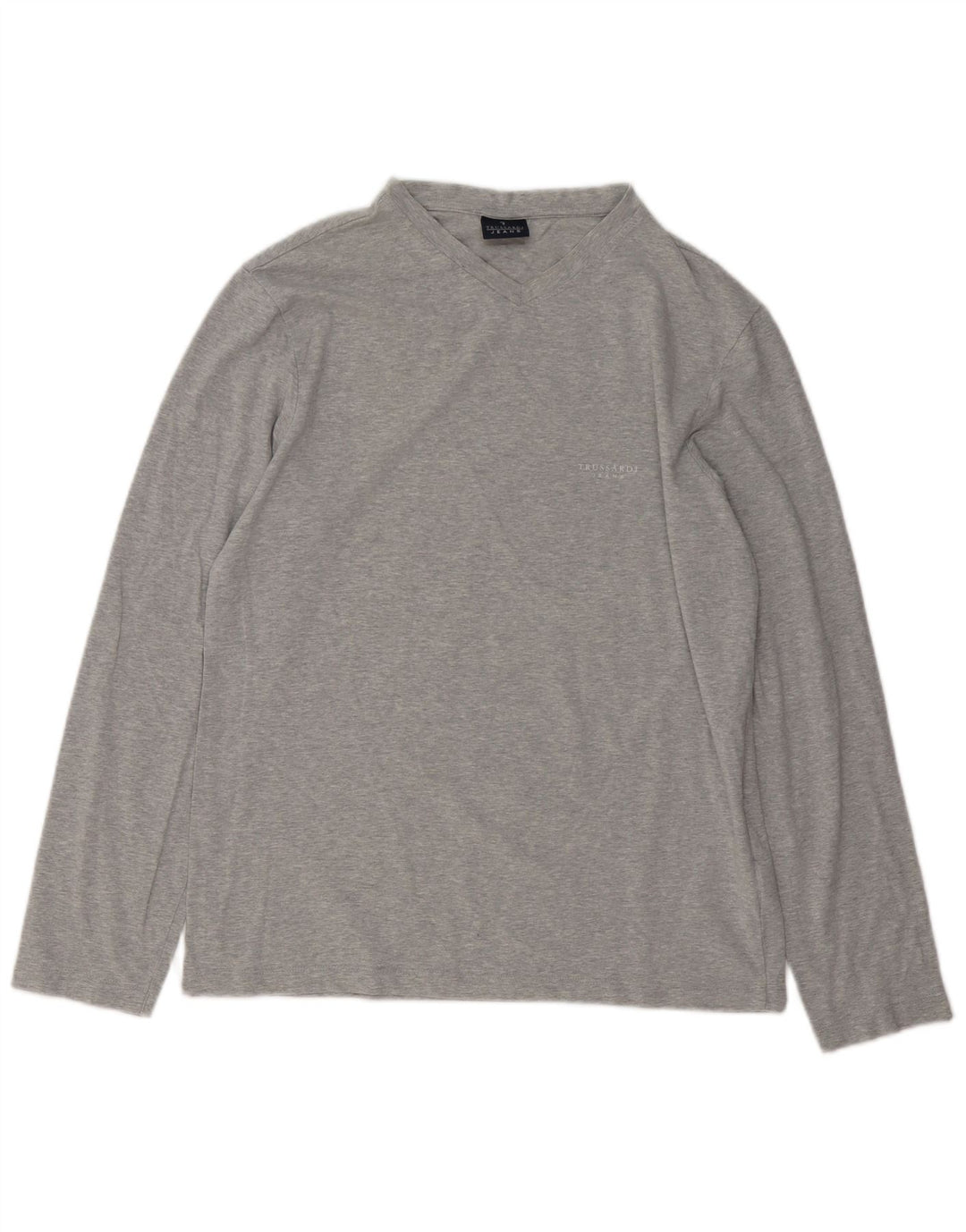 Top Trussardi Jeans Uomo Manica Lunga Cotone Puntinato Grigio Medio