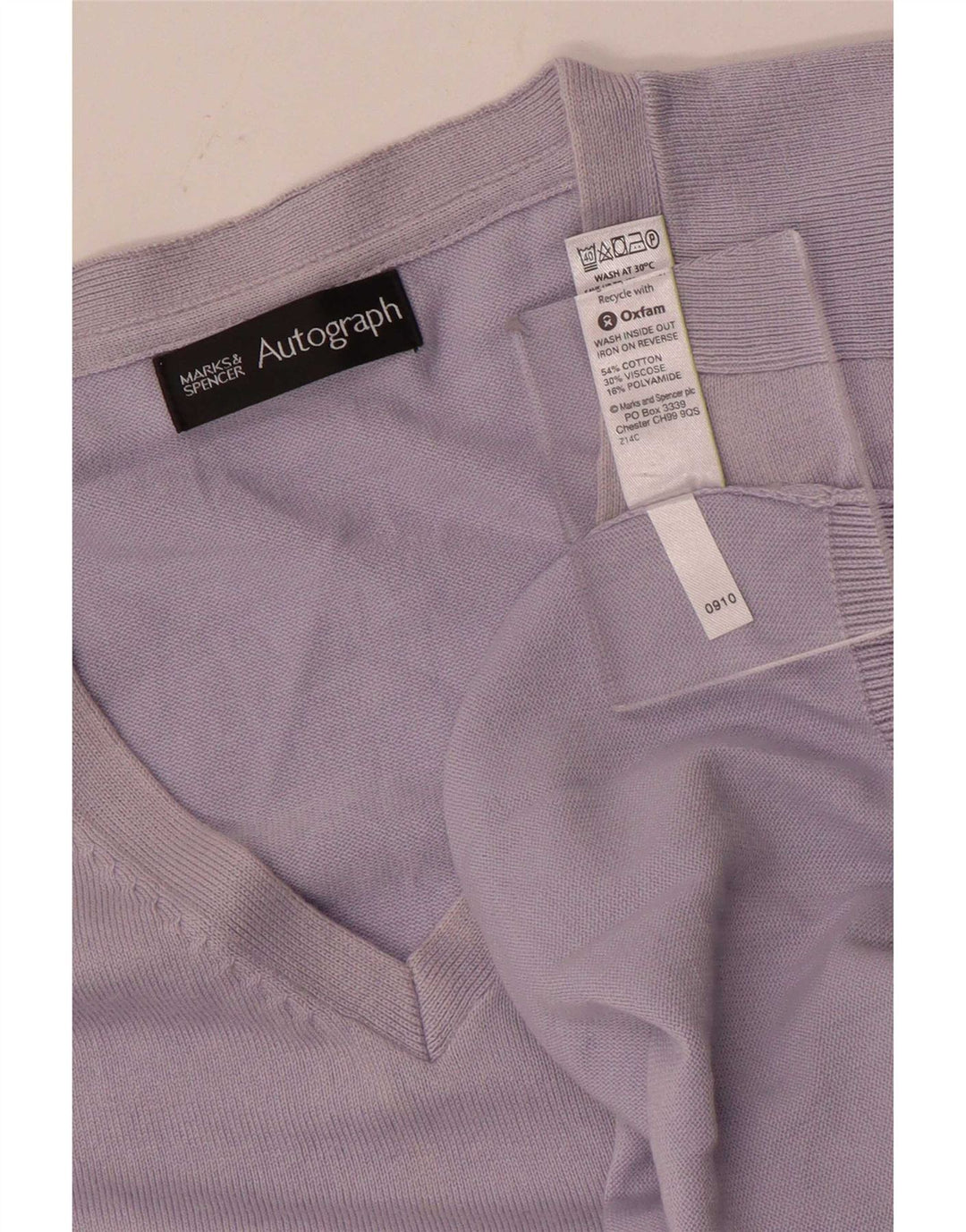 Marks & Spencer Maglione da uomo con scollo a V autografo grande in cotone blu