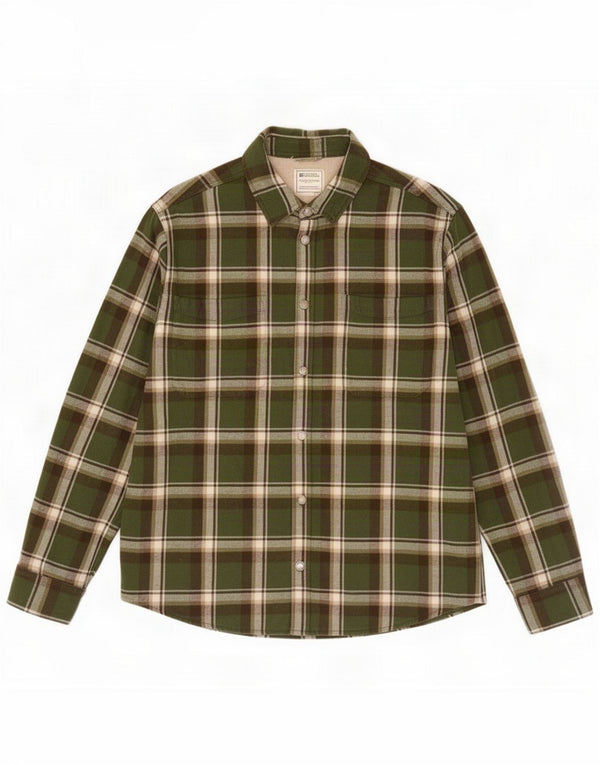 Mountain Warehouse Camicia da uomo in flanella da boscaiolo XL in cotone scozzese verde