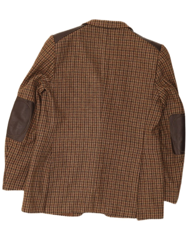 Giacca blazer vintage da uomo a 2 bottoni IT 52 XL lana pied de poule marrone