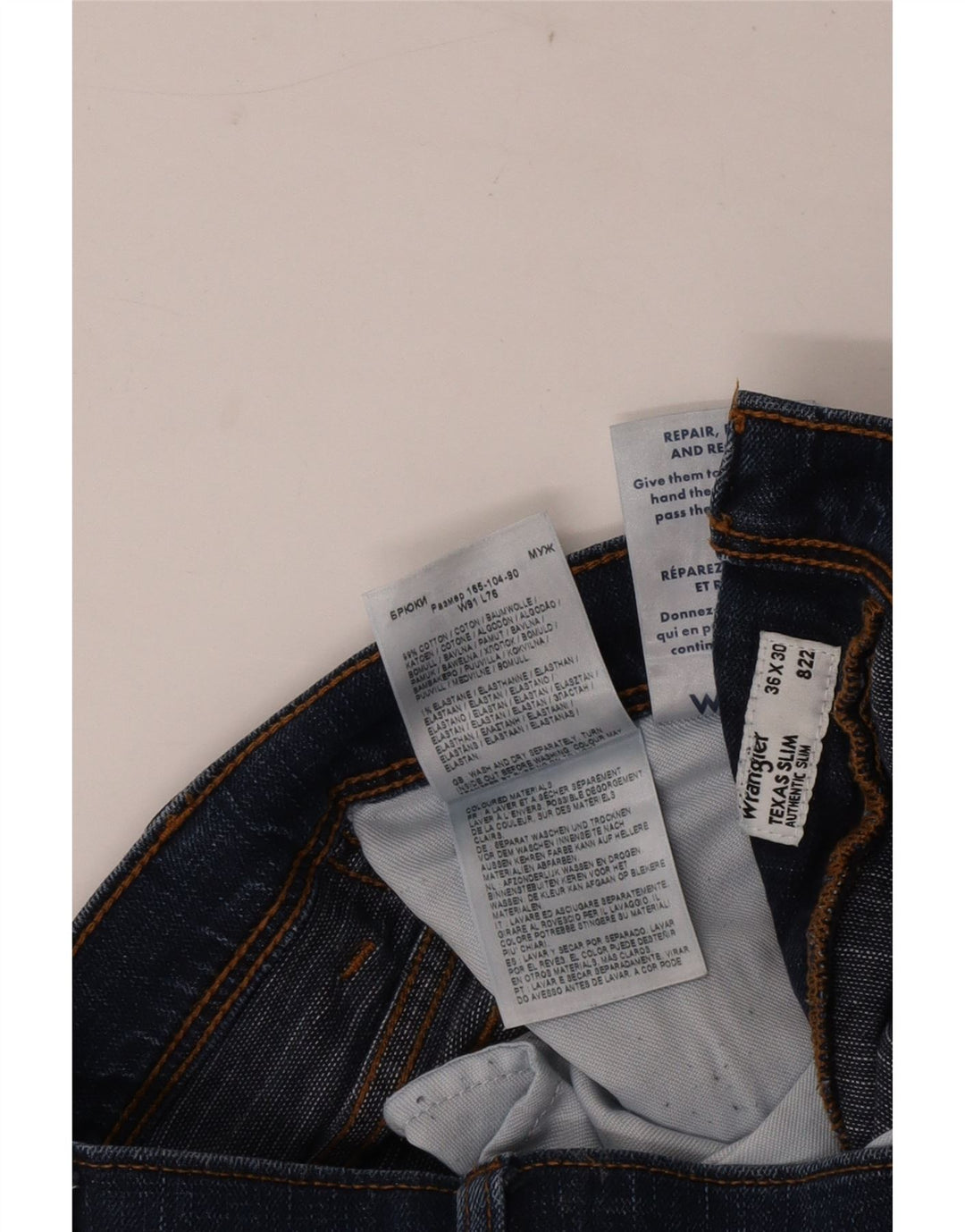 Jeans Wrangler Texas Slim da uomo W36 L30 in cotone blu navy