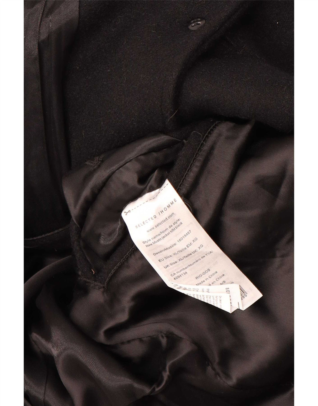 Soprabito da uomo Selected Homme UK 42 XL lana nera