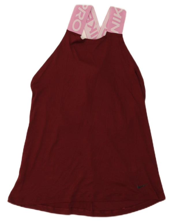Canotta grafica NIKE Dri Fit da donna UK 8 piccola in nylon color block bordeaux