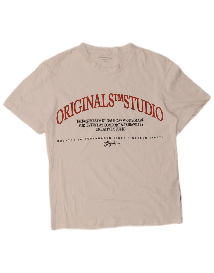 T-shirt grafica da uomo Jack & Jones Top in cotone bianco medio