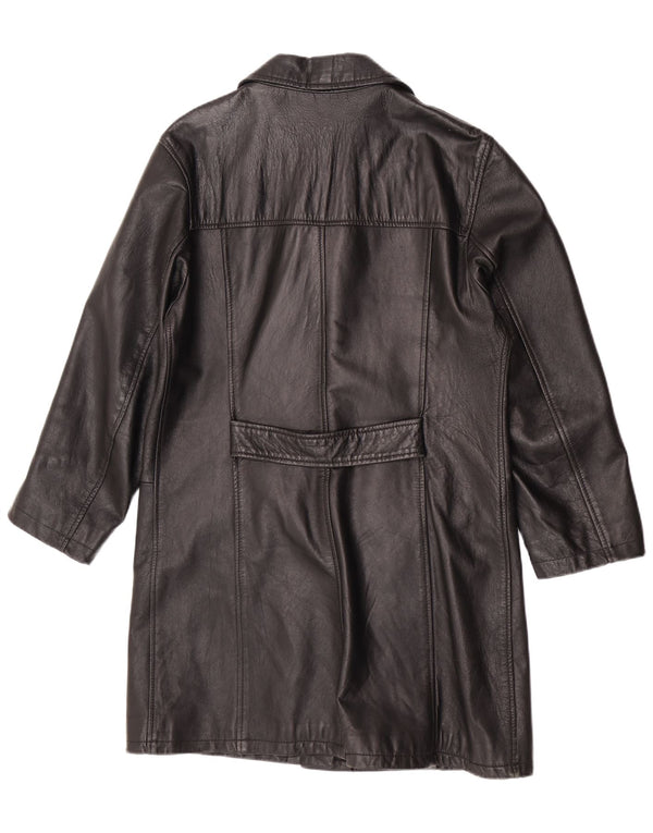 Cappotto in pelle vintage da donna UK 14 medio nero