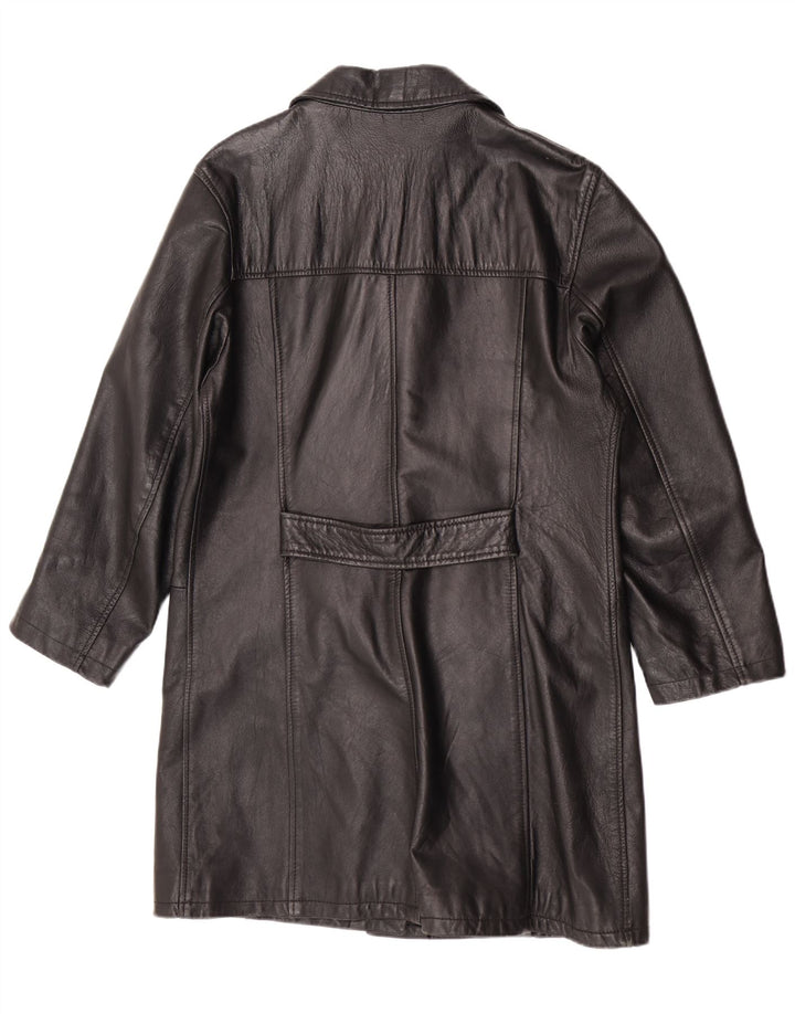 Cappotto in pelle vintage da donna UK 14 medio nero