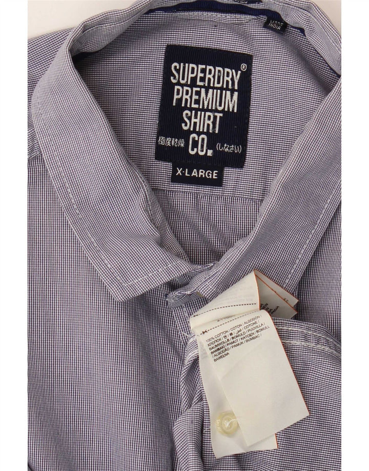 Camicia da uomo Superdry XL in cotone gessato blu
