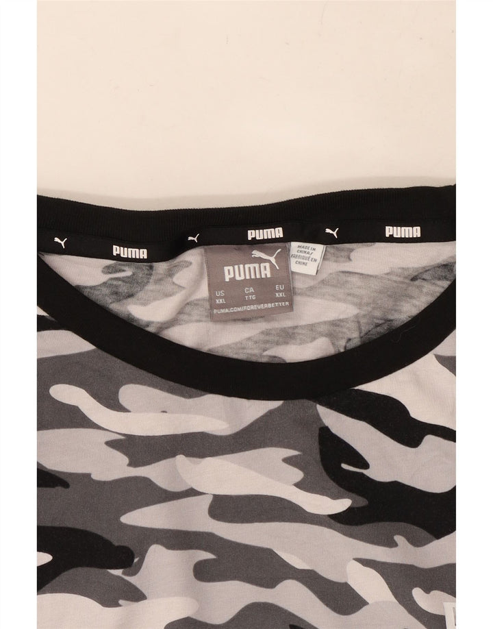 T-shirt da uomo PUMA Top 2XL in cotone mimetico grigio