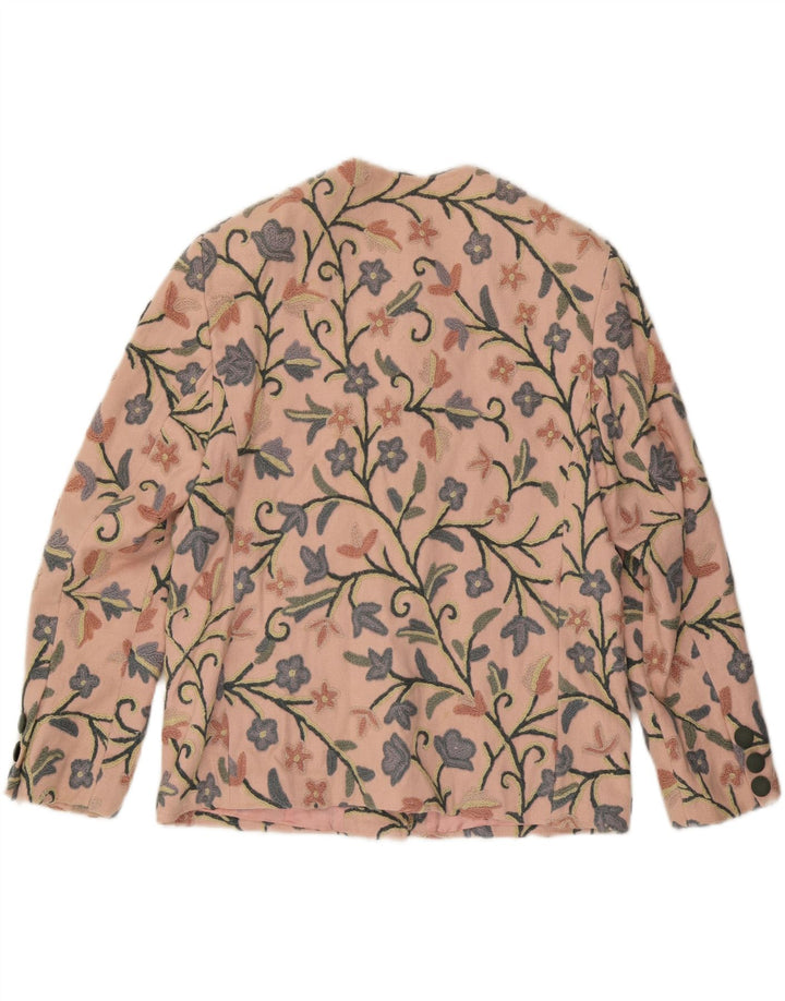 Giacca blazer vintage da donna a 6 bottoni EU 40 cotone floreale rosa medio