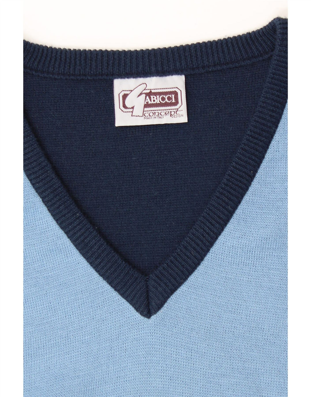 Gabicci Maglione da uomo con scollo a V grande color block blu navy