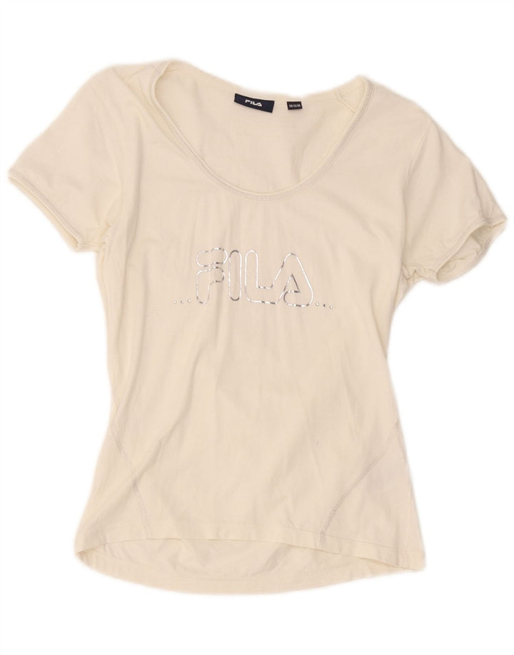 Maglietta grafica da donna Fila Top UK 12 cotone bianco medio