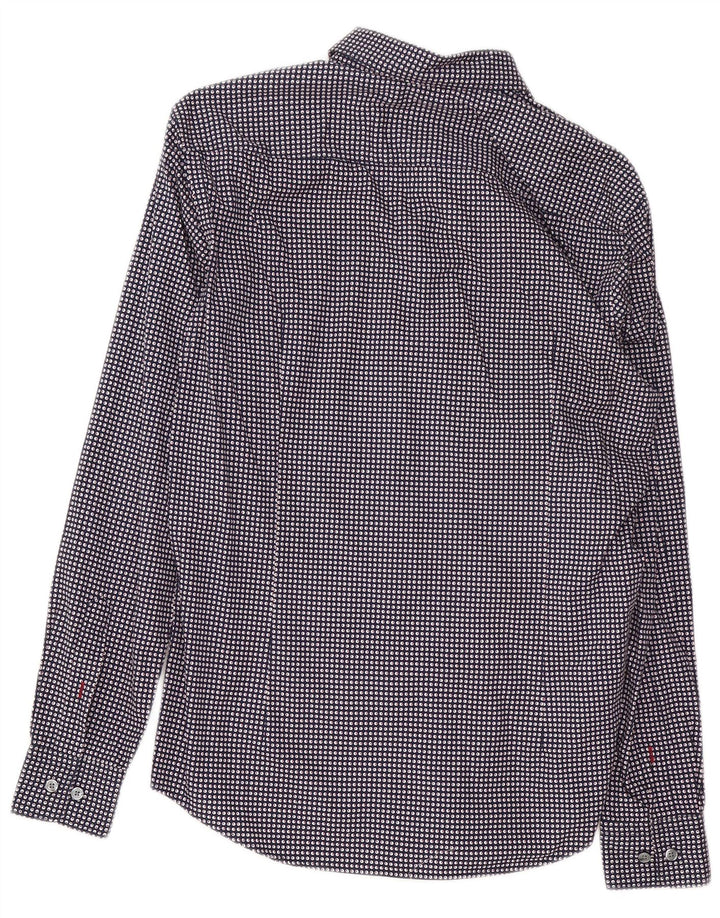 Camicia slim fit da uomo Hugo Boss in cotone maculato medio blu navy