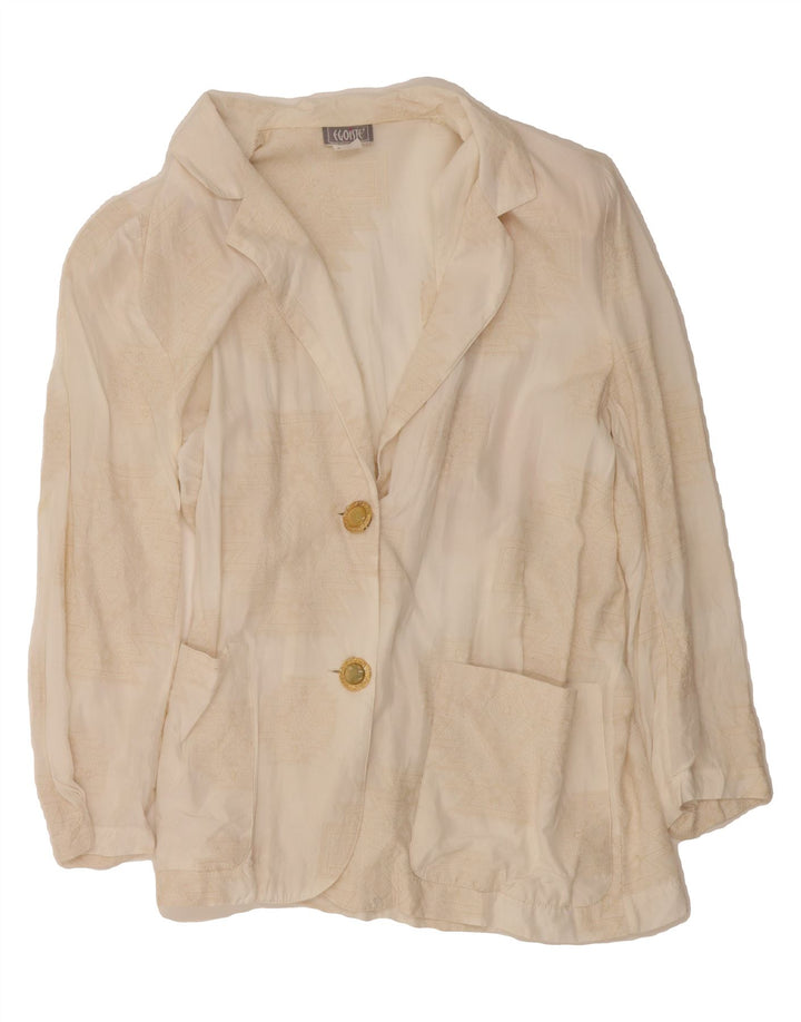 EGOISTE Womens Longline Blazer Jacket IT 44 Medium Off White Aztec Vintage Egoiste and Second-Hand Egoiste from Messina Hembry 
