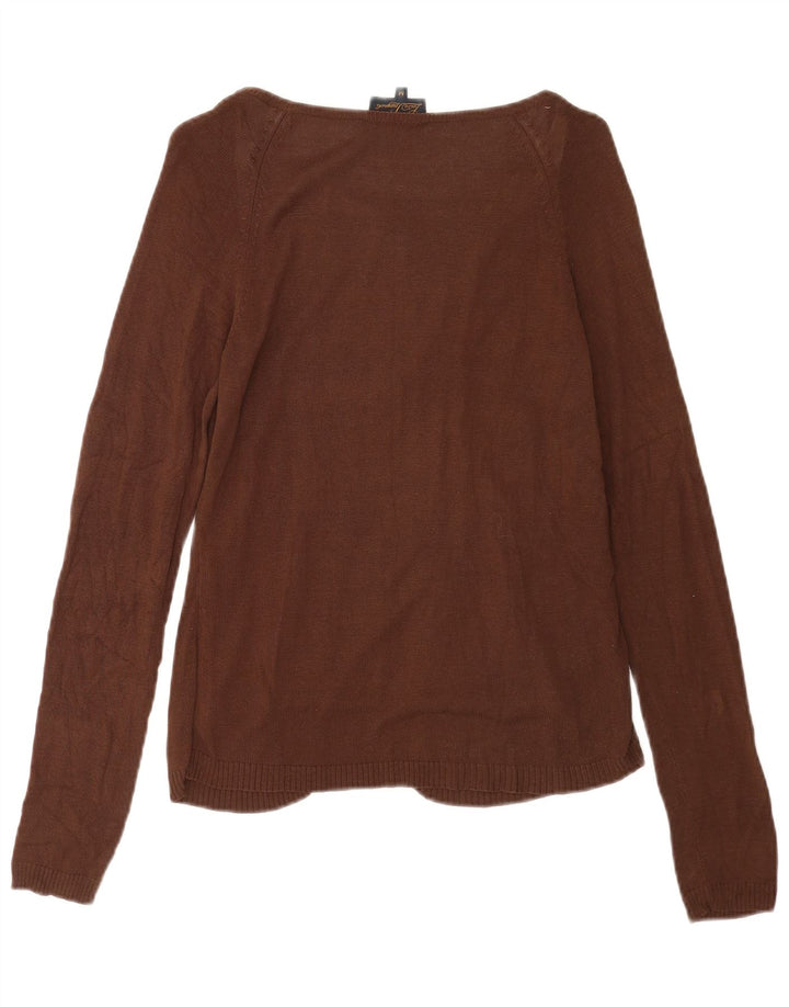 Maglione cardigan da donna Luisa Spagnoli UK 12 Seta marrone medio