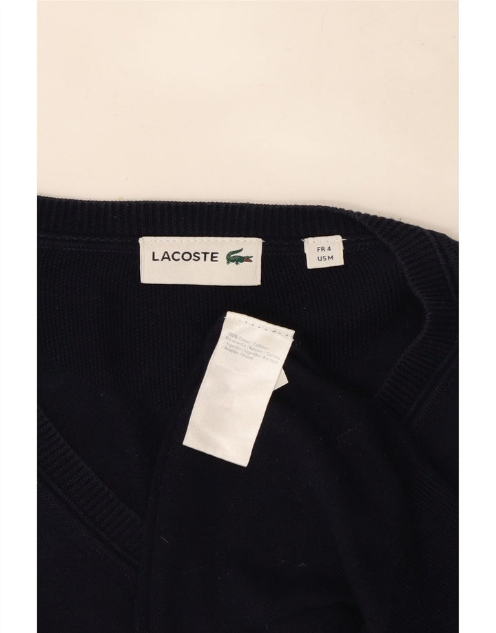Maglione maglione con scollo a V da uomo Lacoste taglia 4 cotone medio blu navy