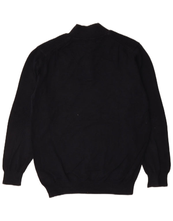 Massimo Dutti Maglione da uomo con collo a bottoni XL in cotone blu navy