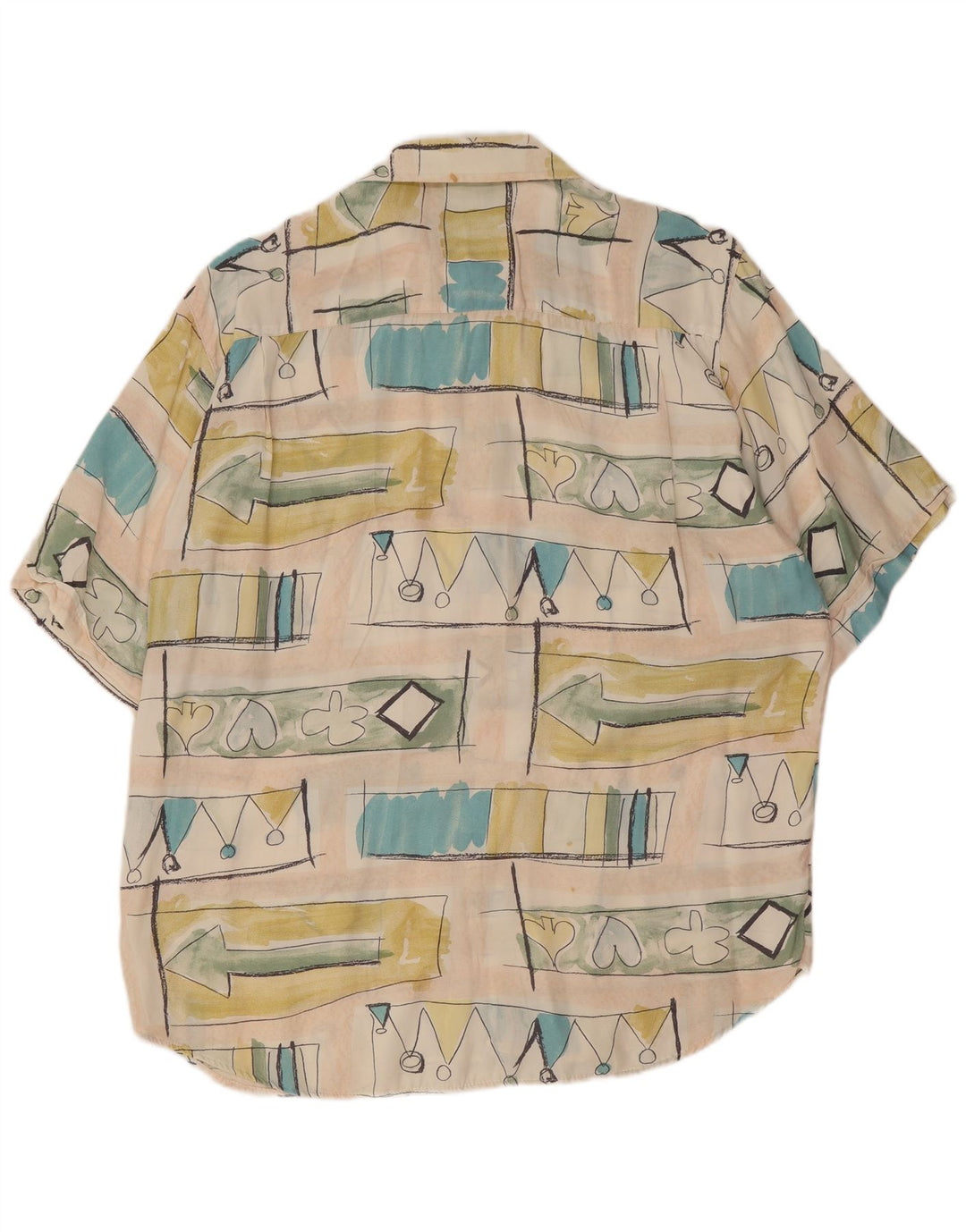 Nazzareno G. Camicia da uomo a maniche corte con motivo astratto medio multicolore