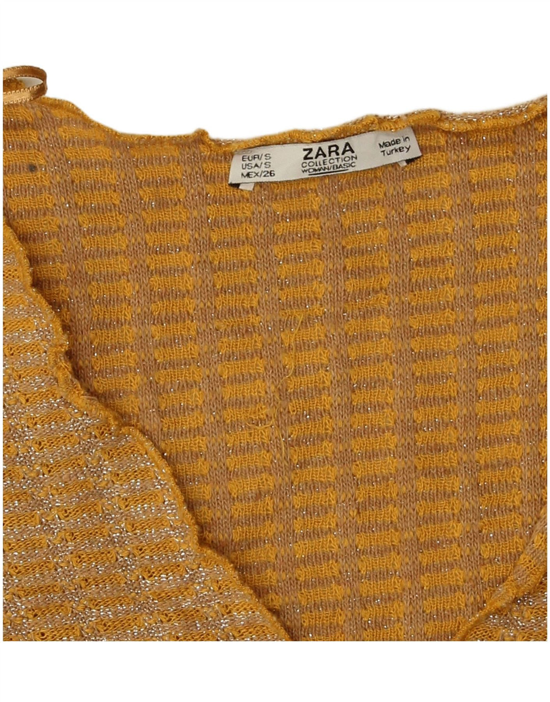 Top corto da donna Zara in camicetta UK 10 piccolo in poliestere chiazzato giallo