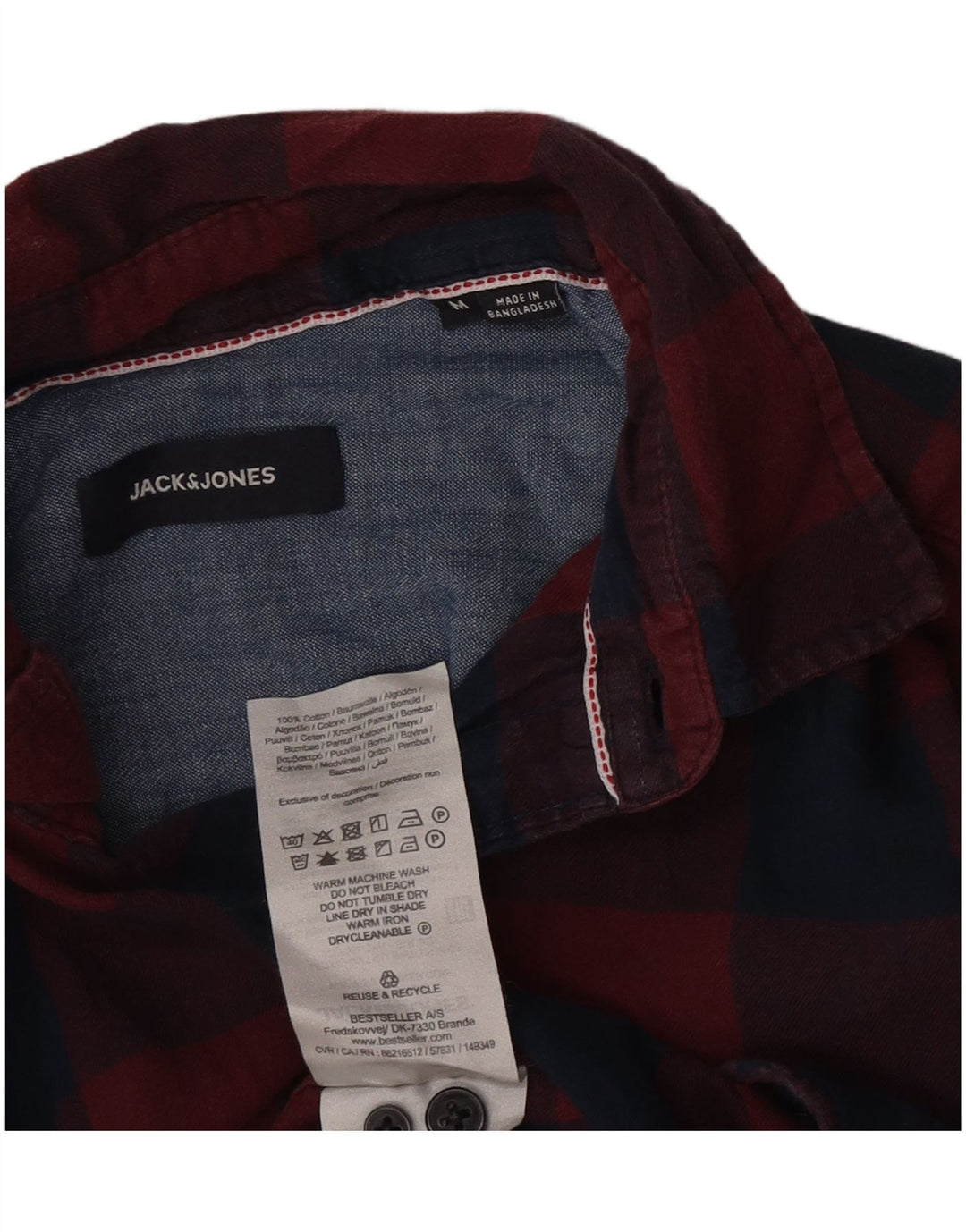 Camicia da uomo in flanella Jack & Jones in cotone a quadretti bordeaux medio