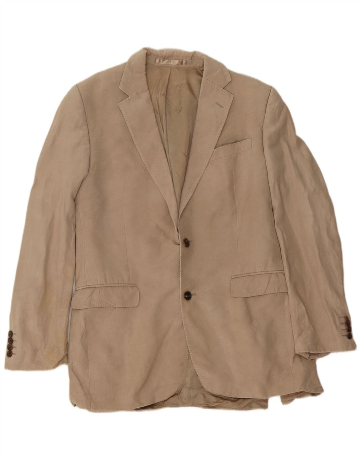 Giacca blazer da uomo a 2 bottoni Jaeger UK 40 grande seta beige